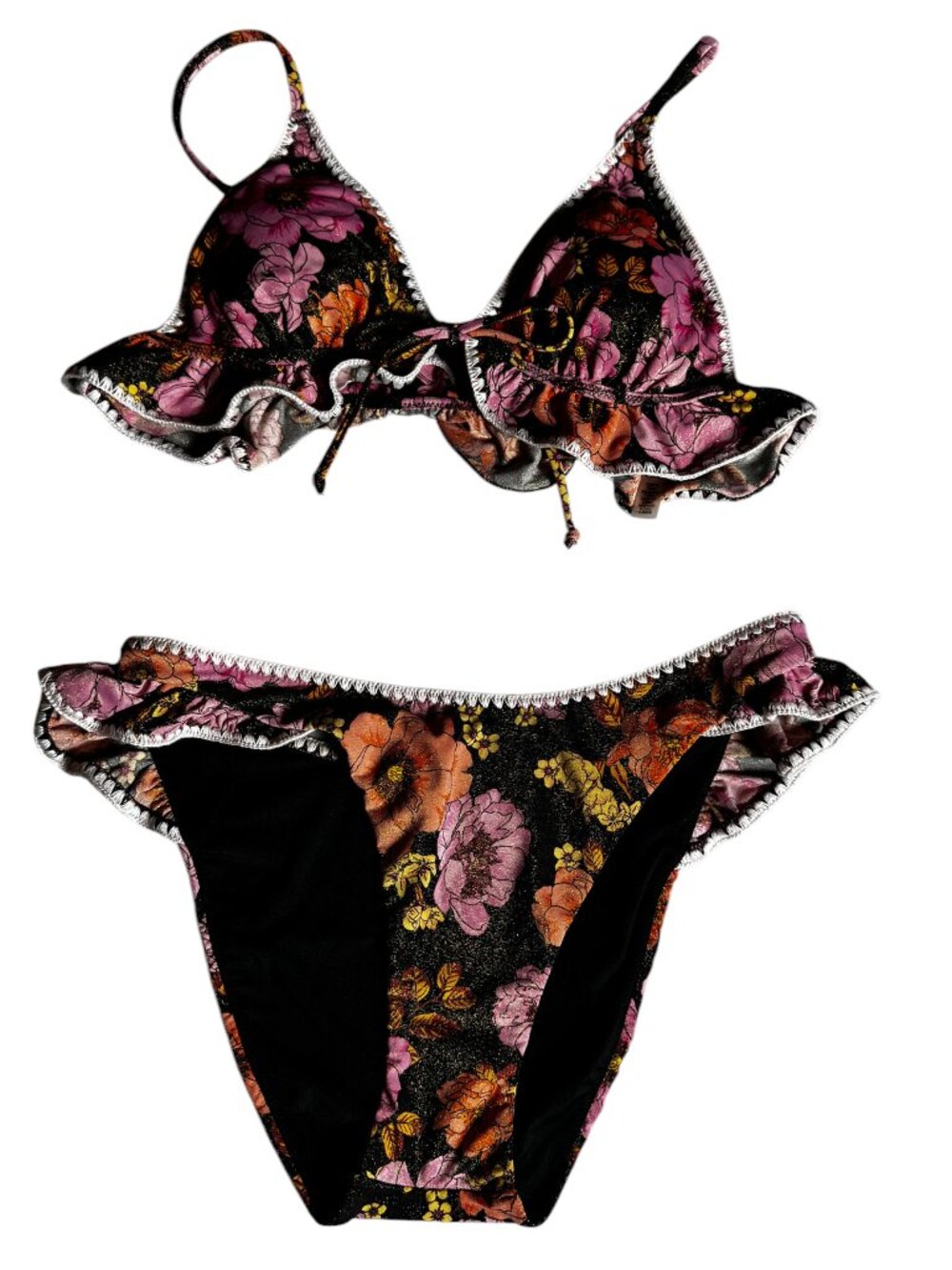Victoria’s Secret Floral Ruffle Two-Piece Bikini Swimsuit Size Medium